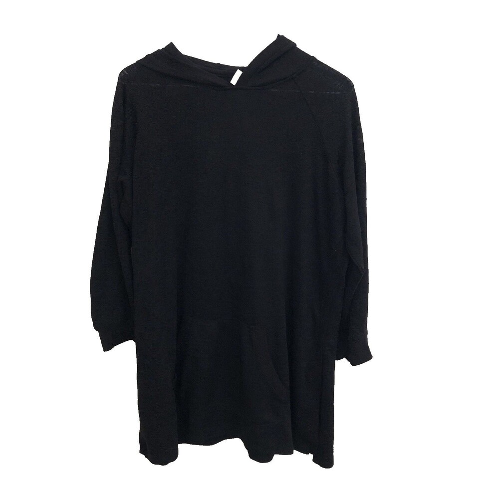 Avenue Leisure Plus 14/16 Black Knit Pullover Sweater Kangaroo Pocket Soft